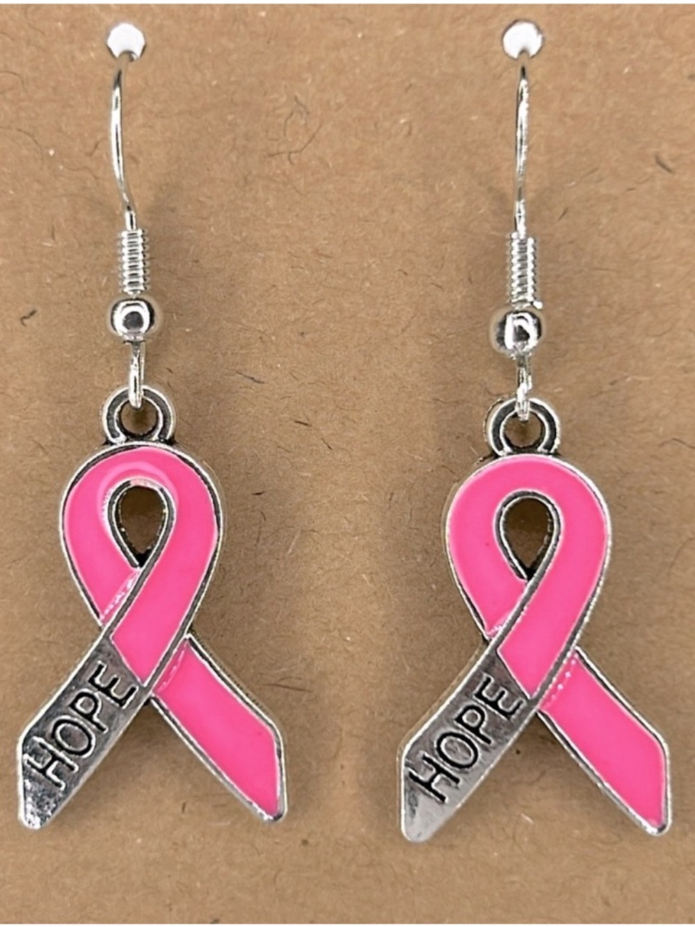 Pink Ribbon Breast Cancer Awareness Ribbon Earrings “Hope” Fashion Jewelry